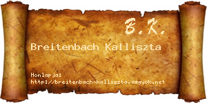 Breitenbach Kalliszta névjegykártya